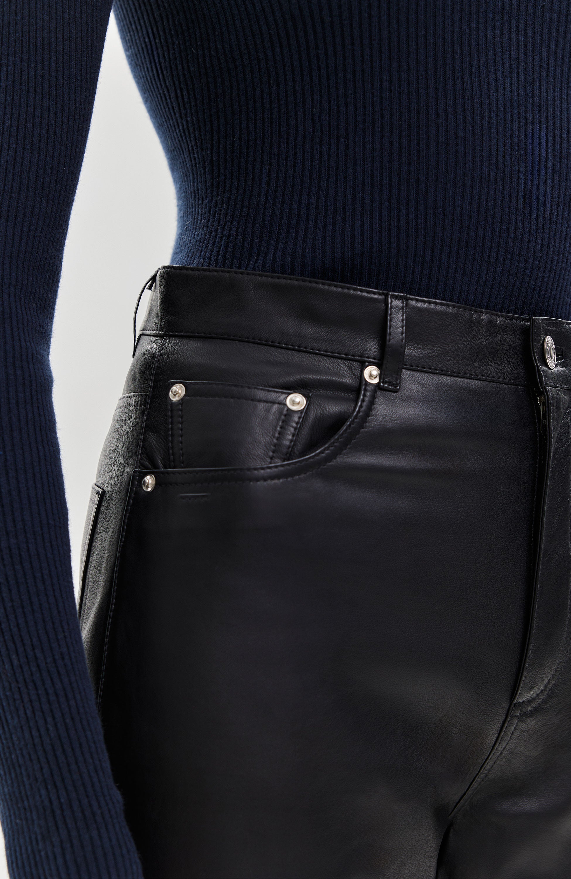 Men's Casual Slim Fit Genuine Leather Black Shiny Pants Punk Leather Mens Trousers  Pant - Walmart.com