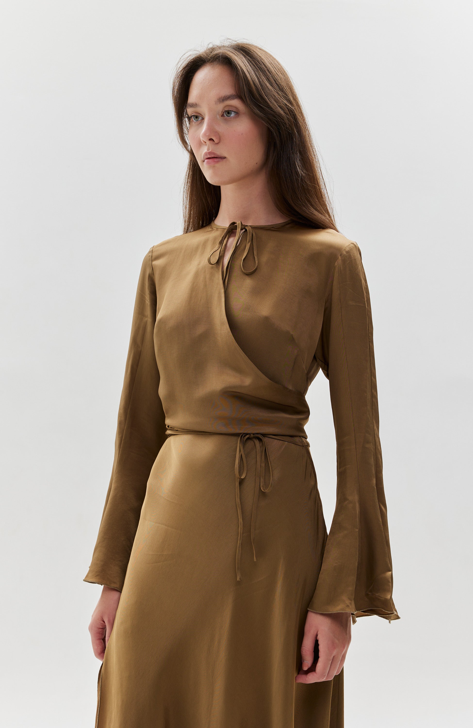 Erika Cavallini wrap-design satin-finish dress